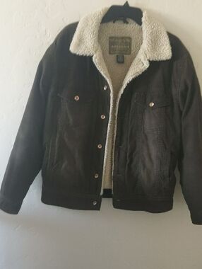 Arizona Jean Company Dark Brown Bomber Jacket with Cream Sherpa Collar